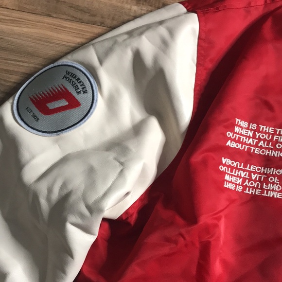 Zara red and white varsity jacket all about technique size large - Picture 4 of 16